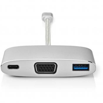 Adaptador USB 3.1 Multi-Puerto 3 en 1 | Tipo C Macho a USB-A Hembra / USB-C Hembra / VGA Hembra | 0,2 m | Conexión para Monitor y 2