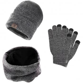 heekpek Bufanda Gorro Guantes para Hombre Invierno Regalos para Hombre Mujer Unisexo Set de Bufanda Conjunto de Guantes de Punto BufaSombrero de Invierno Gorras Con Bufanda