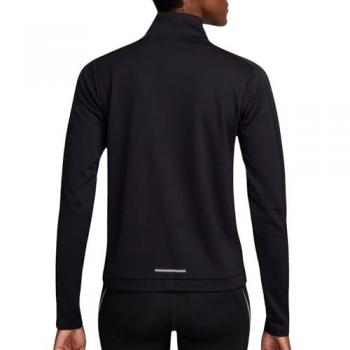 Nike Swoosh Capa intermedia de running Dri-FIT con cremallera de 1/4 para mujer, color negro, talla M (EU 40-42), incluye características como tecnología Dri-FIT para mantener la trans