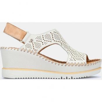 Sandalias de cuña de piel para mujer con cierre adherente