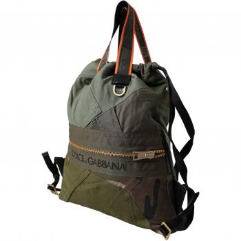 Dolce & Gabbana Camouflage Drawstring Rucksack Backpack, Military Green Patchwork, Male, Size: ONE SIZE