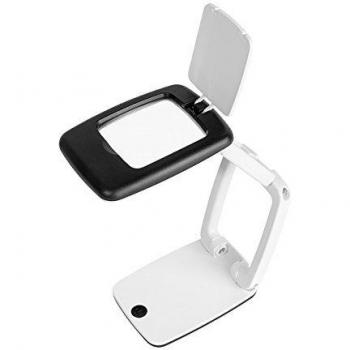 Lupa de mesa Pocket WEDO con luz LED, 3 aumentos, batería incluida, color blanco y negro