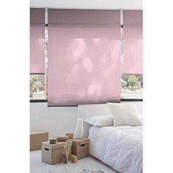 Estor Enrollable Translúcido Estampado Motas Rosa 100 x 150 cm - Instalación Sin Herramientas Easy Fix - Envío Gratis