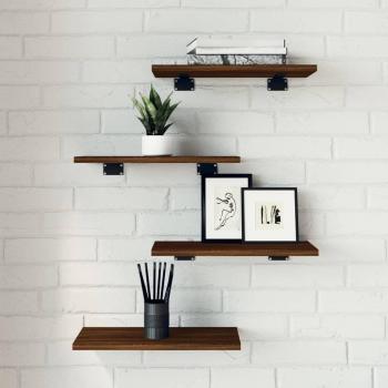 Estantes de pared 4 piezas Madera multicapa Roble marrón 40x20x1,5 cm