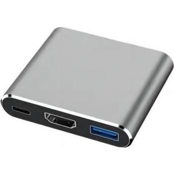 Base para portátil Microconnect MC-HUBAV1, Docking Station USB-C a USB 3.0 y HDMI, Color Blanco