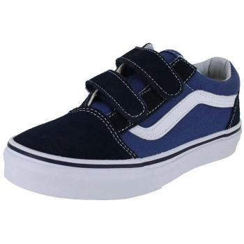 Vans Old Skool V Kids Skate Shoes - Navy/True White - Size: 2.5/F (Standard)