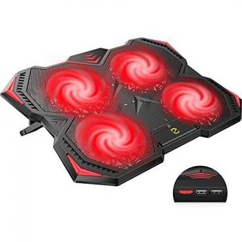 Hiwings Ultra Silencioso Base de Refrigeración para Rortátil ,4 Ventiladores LED Silenciosos,Cooling Pad Compatible de 12 a 17,3 Pulgadas