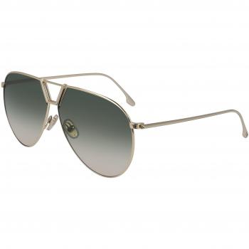 Victoria Beckham Aviator Women's Sunglasses VB208S - One Size, Gold Khaki Grey Gradient Lens, Metal Frame