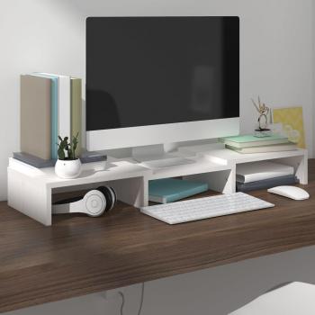 Soporte de monitor/TV de madera maciza de pino blanco 60x24x10,5 cm
