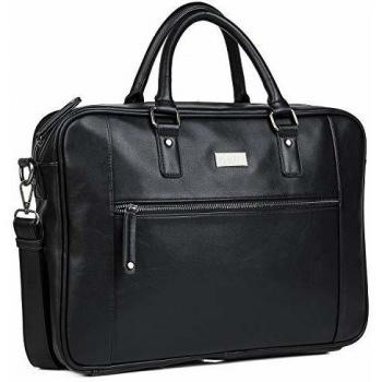JASLEN - maletin portatil 15.6 Pulgadas. Cartera portadocumentos para Hombre. Cuero PU. Elegante. cómodo 305640, Color Negro