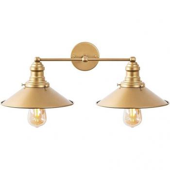 Aplique de Pared Wellhome - Estructura de Metal Color Oro con Pantalla de Metal