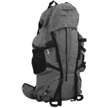 Mochila de senderismo tela oxford 80 l color caqui, gris y marrón, mochila camping, ligera, para exterior