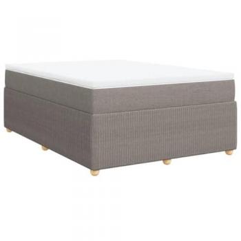 Cama box spring con colchón de muelles Tortera 140x190 cm en tela gris taupe