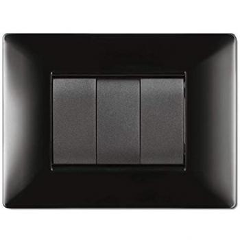 Placa MyLife Q 3 Módulos Negra Compatible con Bticino Living Inter