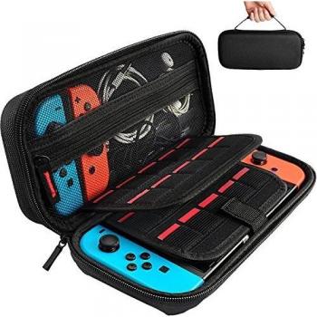 Daydayup Nintendo Switch Case - Carrying Case with 20 Game Cartridges, Protective Hard Shell Travel Carrying Case Pouch for Nintendo Switch Console & Accessories, Black