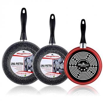 Magefesa K2 Rojo - Set Juego 3 Sartenes 18-20-24 cm, Inducción, Antiadherente Piedra Libre de PFOA