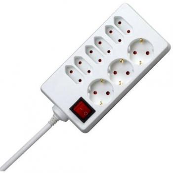 Multipresa Kopp 3+6 con interruptor, 9 salidas, cable de extensión de 1.4 m, color blanco arktis