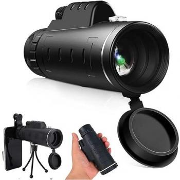 Prismáticos Monocular 40x60 Alta Definición FMC BAK4 con Soporte para Teléfono y Trípode Impermeable IPX7 para Observación de Aves y Camping