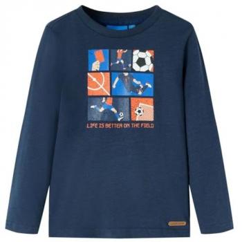 Camiseta Infantil Manga Larga Estampado Partido Fútbol Jersey Azul Marino 104