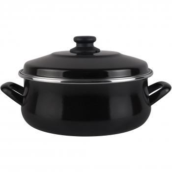 MAGEFESA Black - Cacerola 20cm de Acero vitrificado Exterior Negro. Antiadherente bicapa Reforzado, aptas para Todo Tipo de cocinas, Especial inducción. 50% de Ahorro energético.