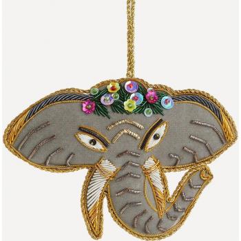Colgante Elefante bordado flores Navidad