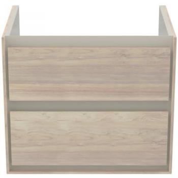 Mueble de baño Ideal Standard CONNECT AIR 60 cm, 2 cajones, decoración pino claro / marrón mate, dimensiones 600x440x517 mm