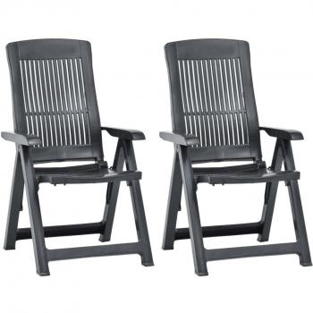 vidaXL Garden Reclining Chairs 2 pcs Plastic Anthracite