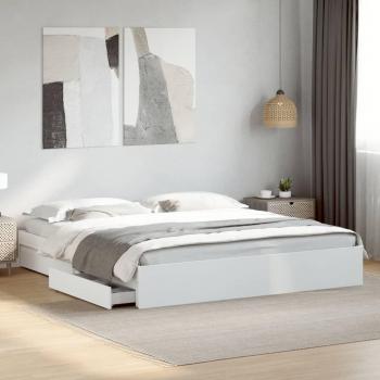 Cama de 180x200 cm con estructura de madera de múltiples capas y cajones blancos, modelo Vidaxl