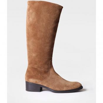 Botas de mujer de tacón en serraje con cremallera