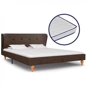 vidaXL Cama y Colchón Viscoelástico Tela Mobiliario Casa Camas y Accesorios Diseño Discreto Clásico Elegante Robusta Duradera Gris Topo 140x200cm