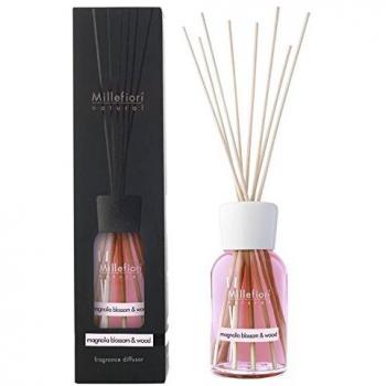 Millefiori Milano Magnolia Blossom & Wood Natural 250ml Reed Diffuser, Pink, 8 x 30.9 x 7.6 cm
