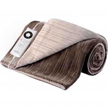 IMETEC Relaxy IntelliSense TH-02 - Manta Eléctrica de Sofá, Doble, 150W, Microfibra, 140 x 180 cm, Marrón y Beige con 9 Temperaturas