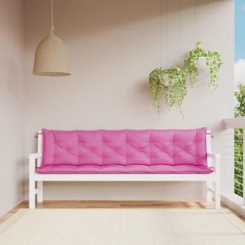 Cojines para banco de jardín 2 uds tela 200x50x7 cm Color Crema, Azul y blanco, Verde y rosa