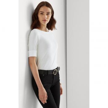 Camiseta Blanca de Mujer Lauren Ralph Lauren con Mangas Cortas y Ajuste Regular, Talla S