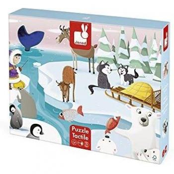 Puzle Táctil Vida en la Banquisa - Janod JU02773, 20 piezas, recomendado para niños a partir de 2 años
