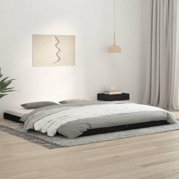 Estructura de cama de madera maciza negra 180x200 cm Super King de pino