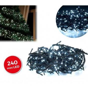Tira Led de 240 Guirnaldas con Luces Blancas (Cable Verde) para Decoración Navideña