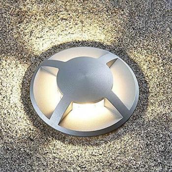 Lámpara de suelo empotrable Milara, 4 luces, aluminio, moderno, gris, GU10