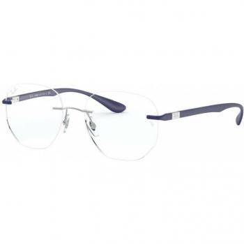 Ray-Ban RX8766 1216 Unisex Geometric Eyeglasses Silver Size 51 with Blue Light Blocking Option