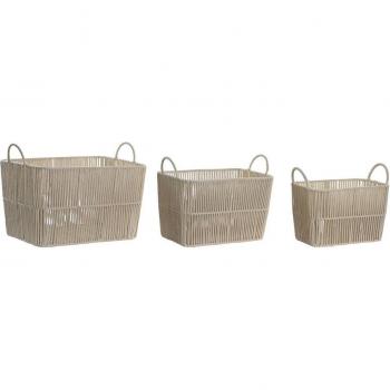 Set de 3 cestas metálicas beige DKD Home Decor