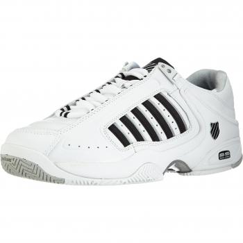 K-Swiss DEFIER RS~WHITE/BLACK~M 01033-103-M - Zapatillas de tenis de cuero para hombre, color blanco, talla 42.5