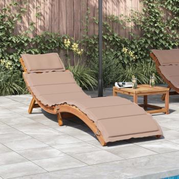 Acacia Solid Wood Sun Lounger with Taupe Cushion