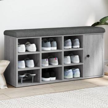 Banco zapatero de madera de ingeniería gris Sonoma 102x32x50 cm