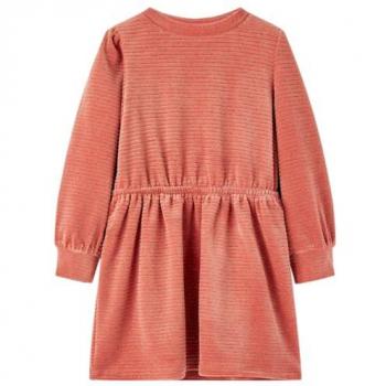 Vestido Infantil de Manga Larga con Cuello Redondo y Cintura Elástica en color Rosa, Talla 140
