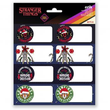 Etiquetas adhesivas Navidad Stranger Things Erik negro