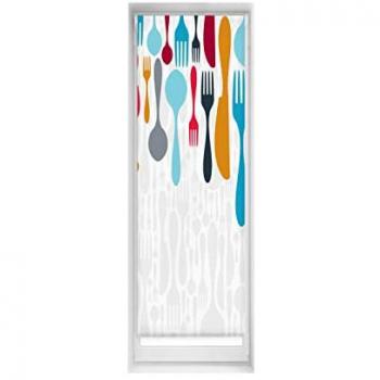 Estor Enrollable Estampado EasyFix Relax - 50 x 150 cm - Sin Herramientas y Taladro, Diseño Único de Cubiertos