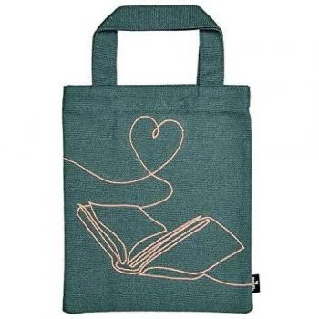 Moses Libri_x - Bolsa para Libros de Leseliebe | Pequeña Bolsa de 100% algodón | para Amantes de los Libros | con Bordado de Motivo, Color Turquesa