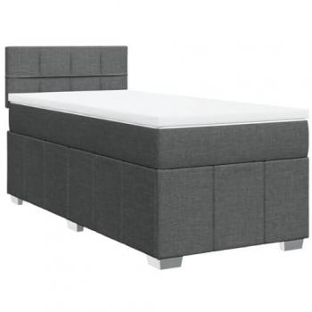 Cama box spring con colchón tela gris oscuro 90x190 cm
