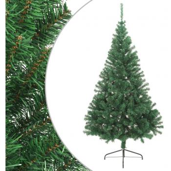 Medio árbol de Navidad artificial con soporte PVC verde 240 cm