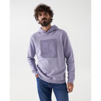 Sudadera con Capucha y Estampado Frontal en Color Lila de Salsa Jeans